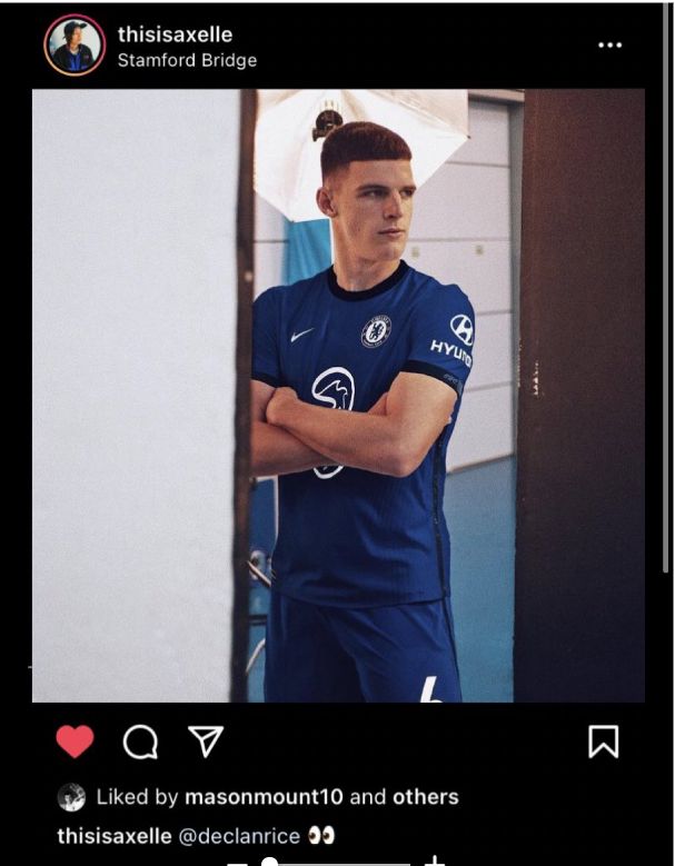 Agent Mount Blues Midfielder Likes Photo Of Declan Rice In Chelsea Kit On Instagram